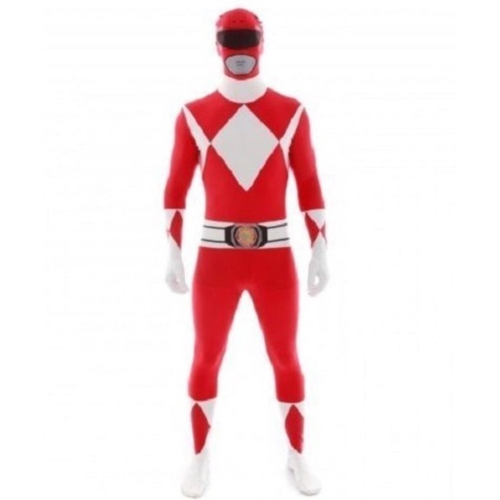 Morphsuit Red Power Rangers Show BodySuit Skin Halloween Adults Costume Small